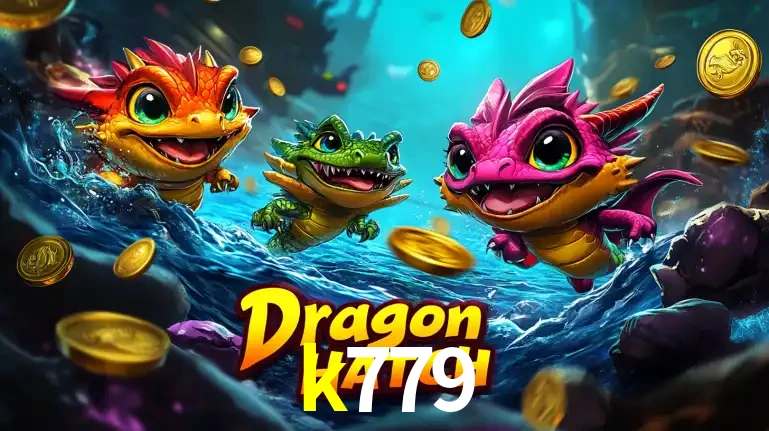 Arte promocional do jogo Dragon Hatch com três adoráveis dragões bebês nadando entre moedas de ouro, um dos slots mais divertidos para jogar no cassino k779.