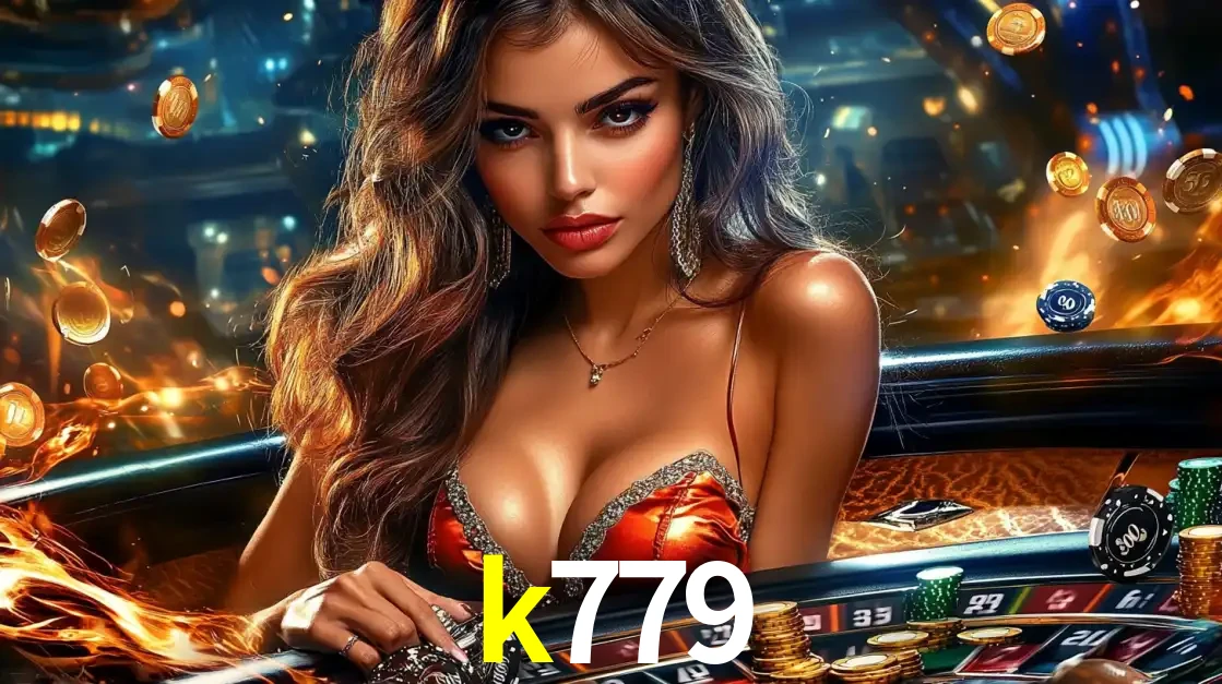 Mulher glamourosa em uma mesa de roleta com um fundo de chamas e moedas voadoras, pronta para fazer sua aposta e ganhar grandes prêmios no cassino ao vivo k779.